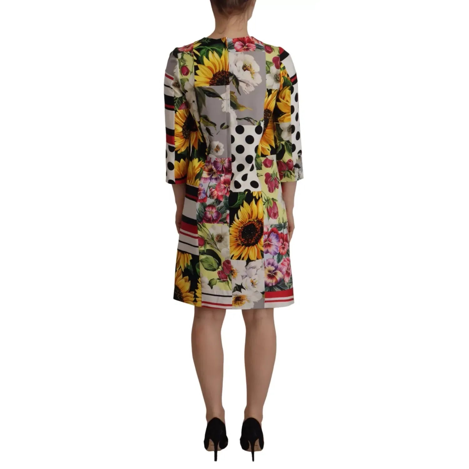 Dolce & Gabbana Multicolor Pachwork Charmeuse Floral Shift Dress