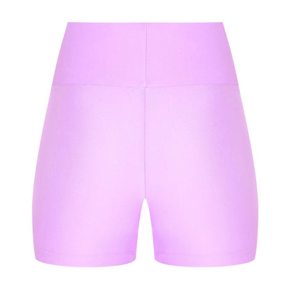 Comme Des Fuckdown Purple Polyester Short featuring stretch lycra, biker style with front logo print, ideal for fashion-forward styling.