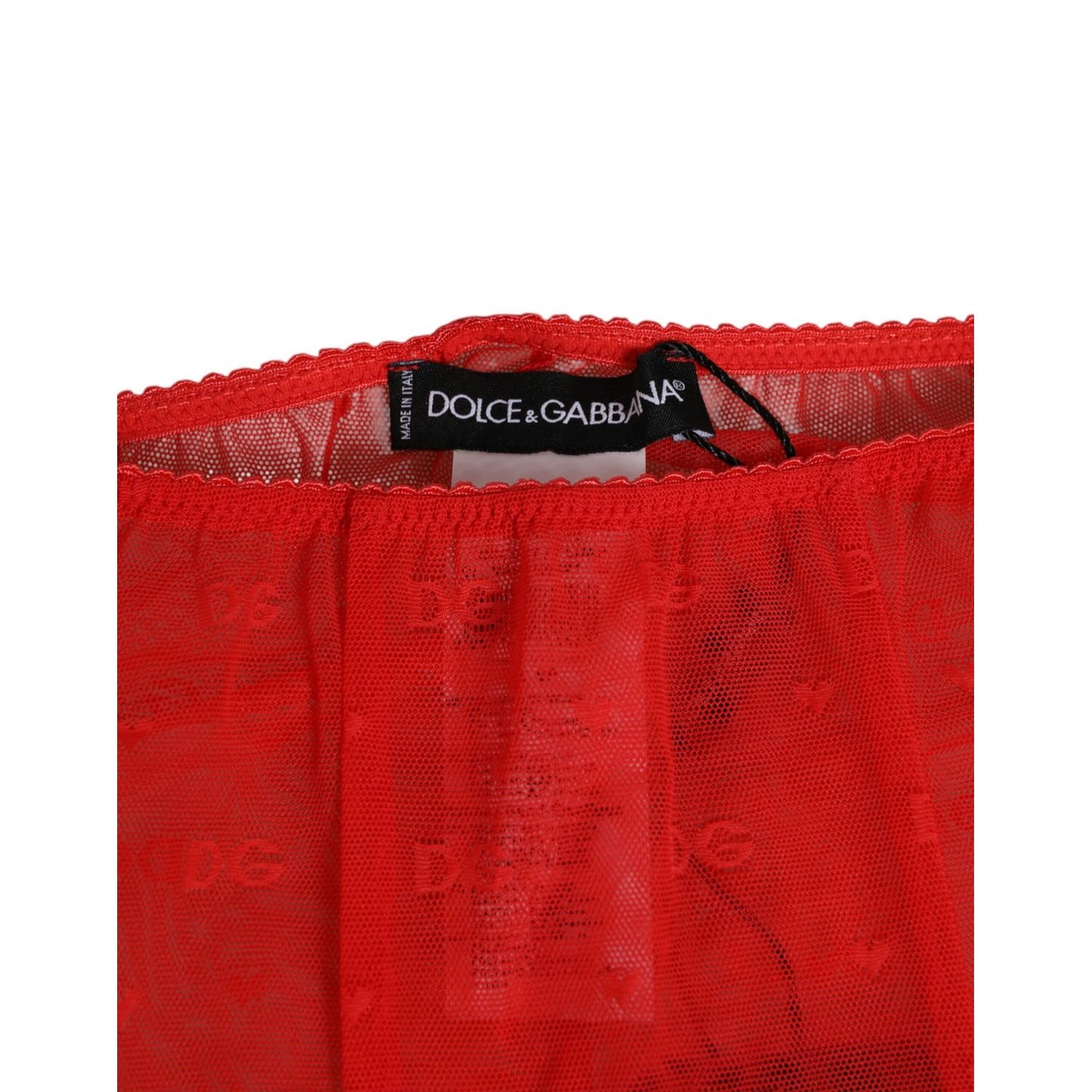 Dolce & Gabbana Red Logo Lace Tight Midi Trousers Underwear