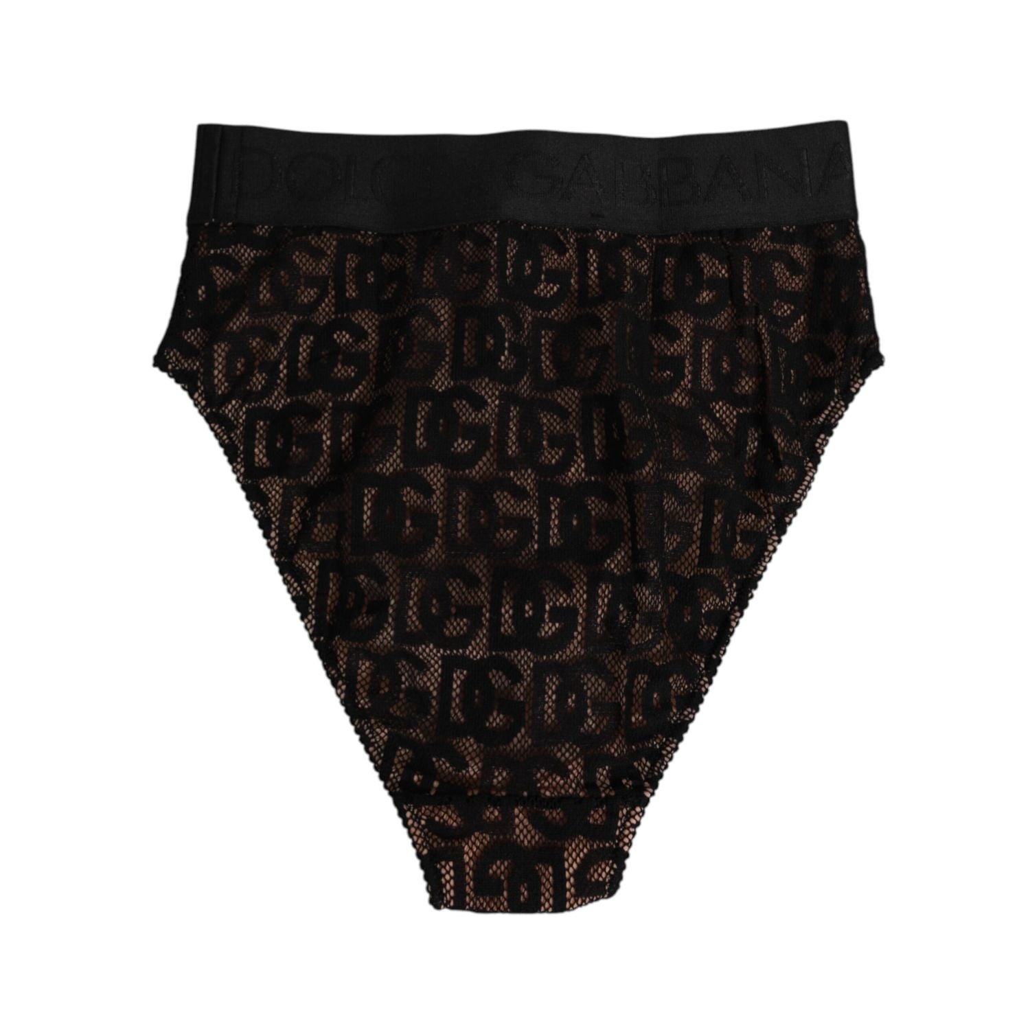Dolce & Gabbana Black DG Logo Lace High Brief Panty Underwear