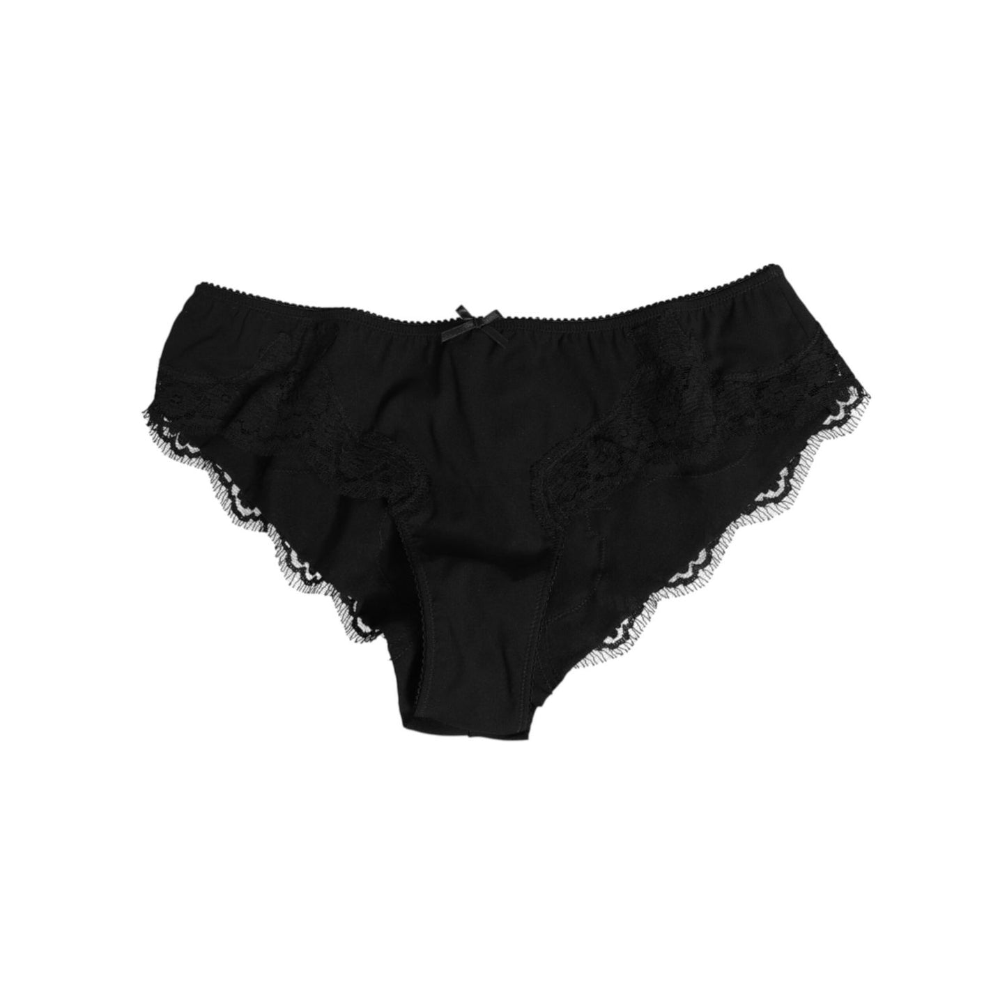 Dolce & Gabbana Black Silk Satin Floral Lace Panty Brief Underwear