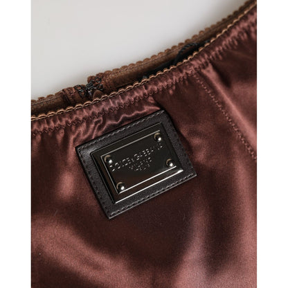 Dolce & Gabbana Brown Silk Stretch High Waist Girdle Underwear