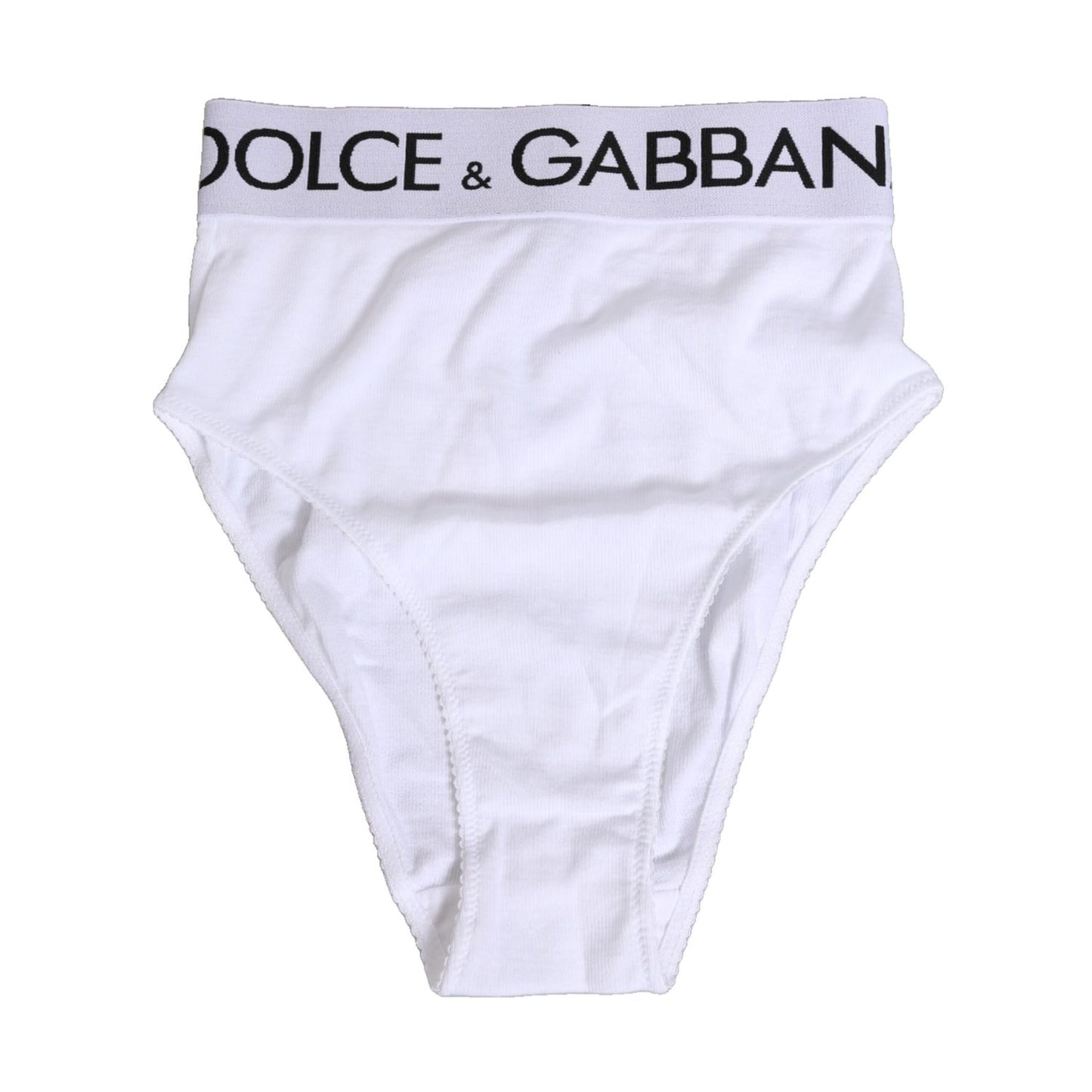 Dolce & Gabbana White Cotton Stretch High Waist Panty Underwear