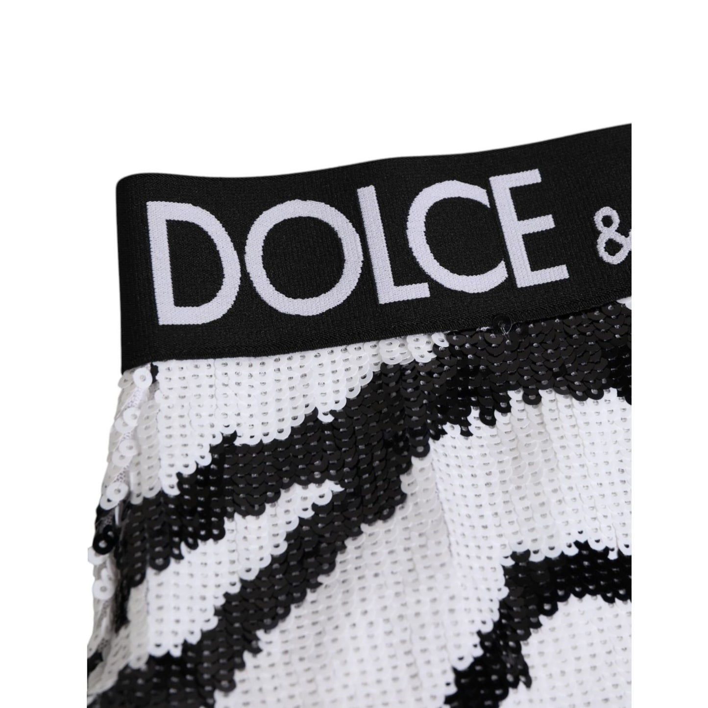Dolce & Gabbana Black White Sequin High Waist Panty Underwear
