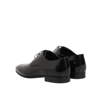 Dolce & Gabbana Black Calfskin Leather Derby Men Dress Shoes