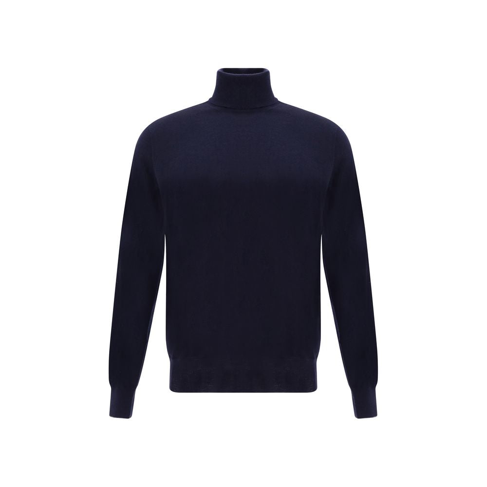 Brunello Cucinelli Blue Cashmere Cashmere Sweater, premium turtleneck, ribbed cuffs, AW25 season, elegant regular fit, 100% cashmere.