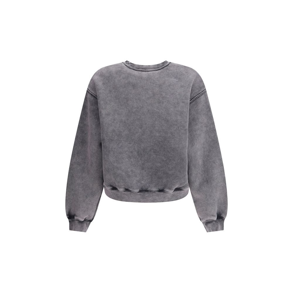 Alexander Wang Gray Cotton Sweatshirt featuring dropped shoulders, long sleeves, and ribbed cuffs, perfect for casual-chic style.