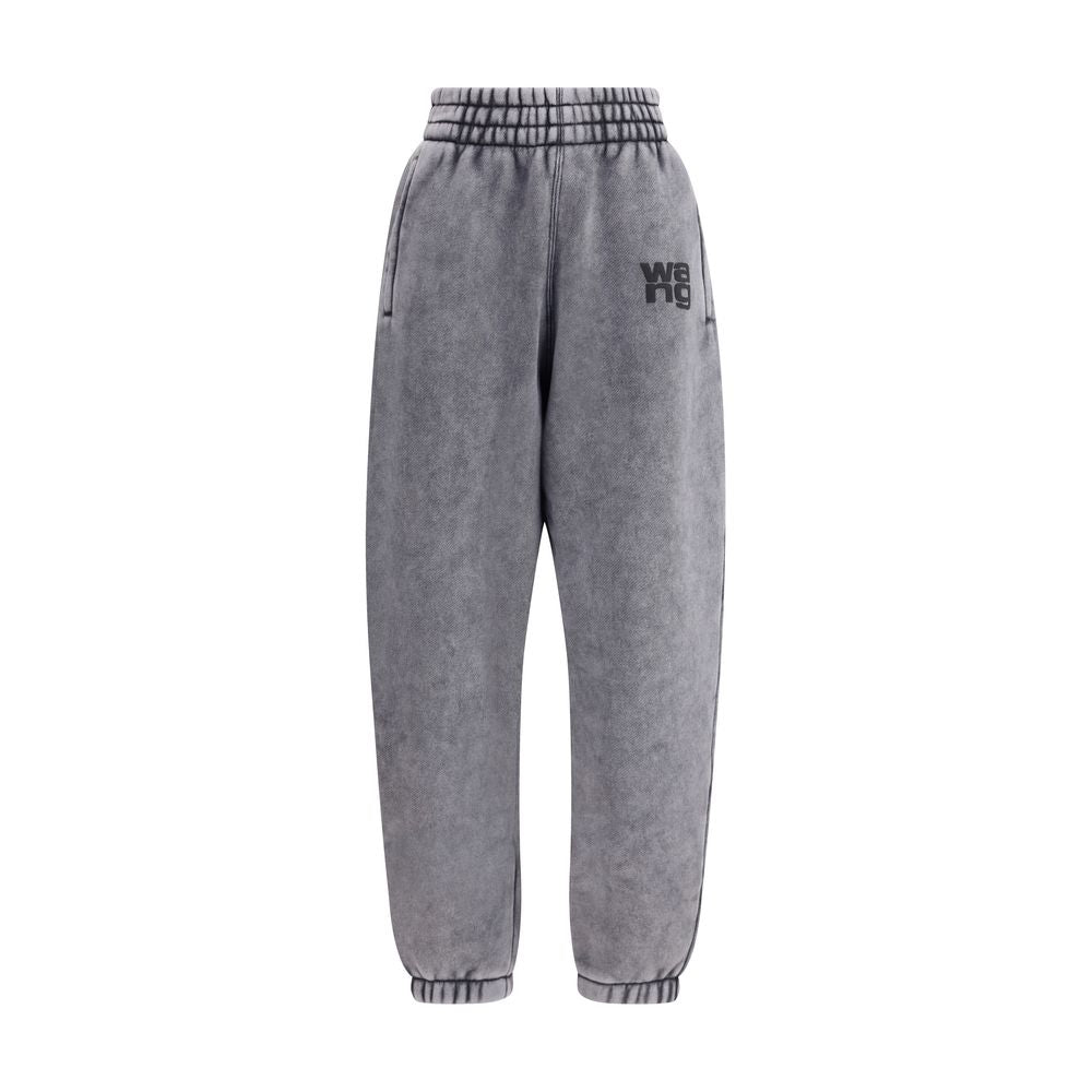 Alexander Wang Gray Cotton Joggers (Workout Pants) with elastic waistband and logo.
