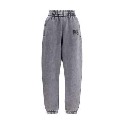 Alexander Wang Gray Cotton Joggers (Workout Pants) with elastic waistband and logo.