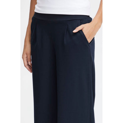 ICHI Blue Recycled Polyurethane Casual Pants