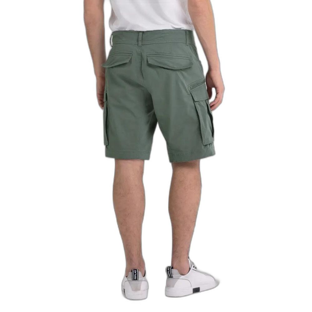 Replay Green Cotton Bermuda Shorts