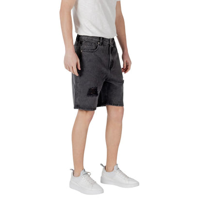Gianni Lupo Black Cotton Bermuda Shorts