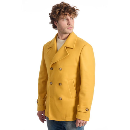 Roberto Pepe Luxury Yellow Wool Men's Short Coat