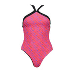 Karl Lagerfeld Red Elastane Swimwear - full swimsuit, lined interior, neck tie, logo print design