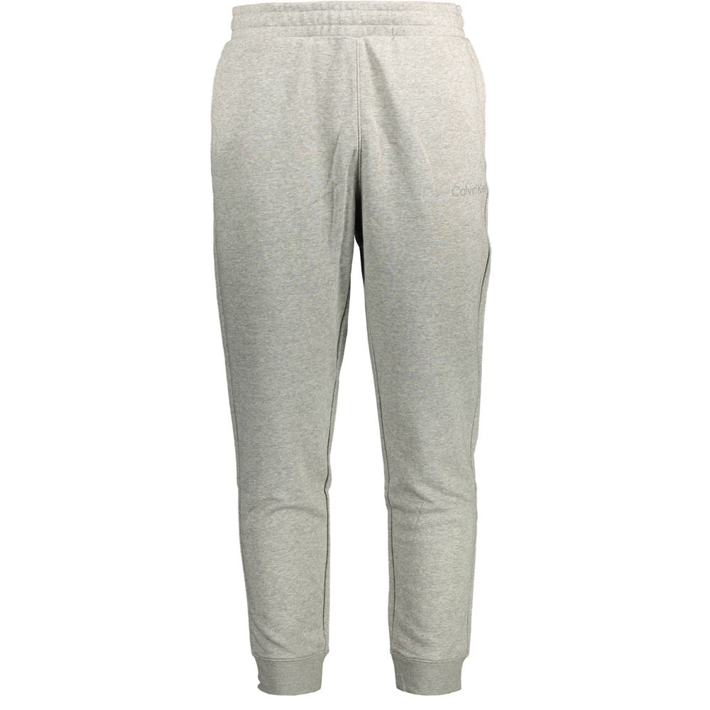Calvin Klein Gray Cotton Pant, sports trousers with elastic waist and laces, two pockets, logo print