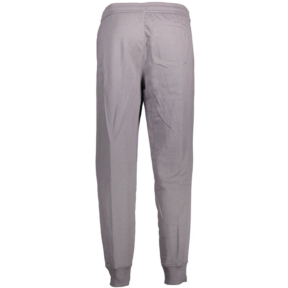 Back view of Calvin Klein Gray Cotton Pant with elastic waist, laces, and three pockets.