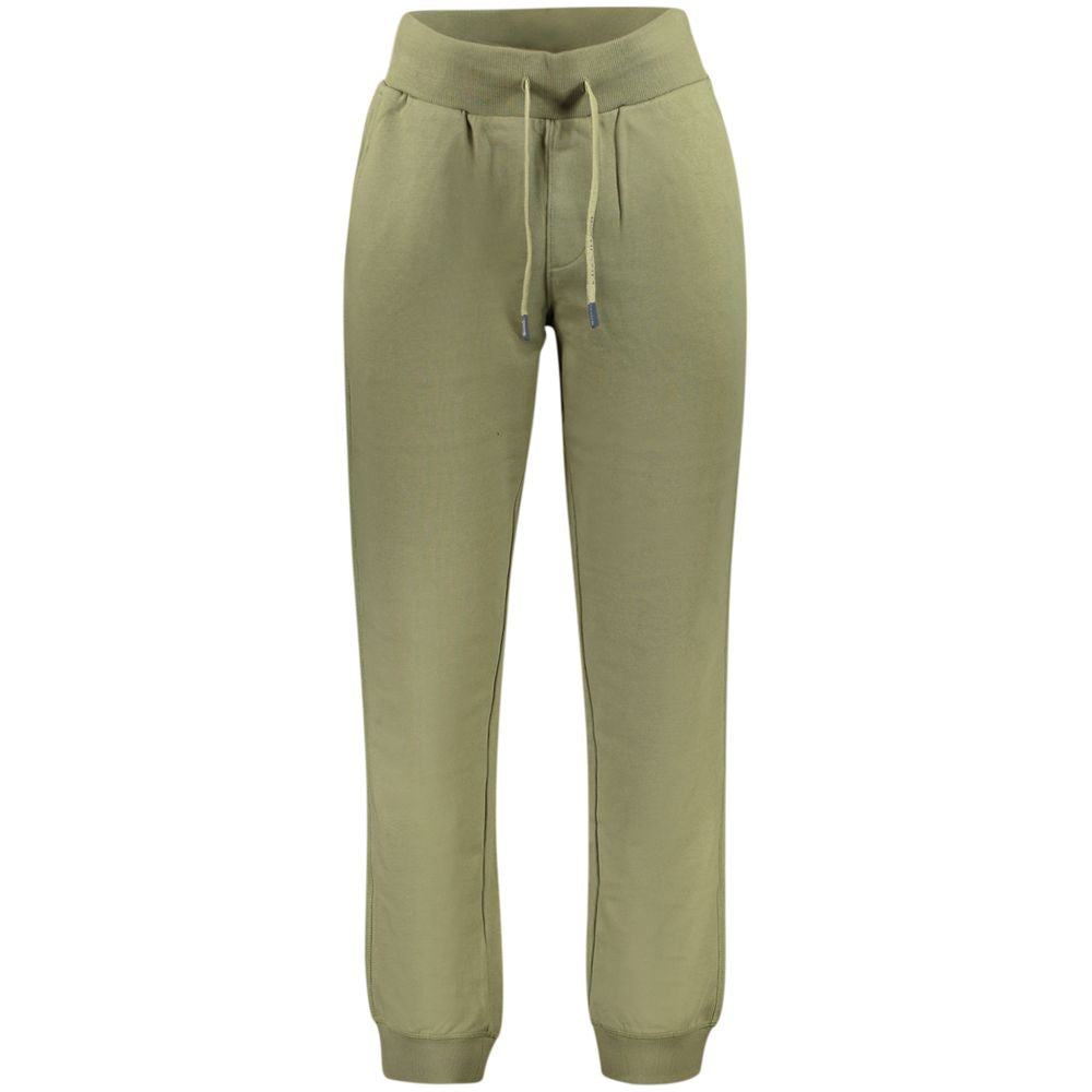 North Sails Green Cotton Pant, sports trousers with elastic waist, brushed organic cotton, ankle cuff, three pockets, logo detail.
