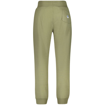North Sails Green Cotton Pant with elastic waist, brushed fabric, 3 pockets, ankle cuffs, organic material, and logo application.
