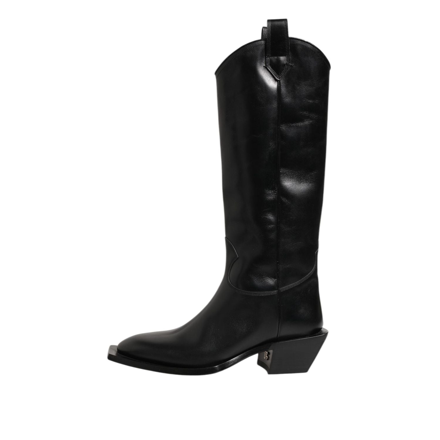 Dolce & Gabbana Black Leather Over The Calf Biker Boots Shoes