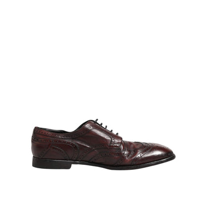 Dolce & Gabbana Bordeaux Leather Lace Up Dress Derby Shoes in side view