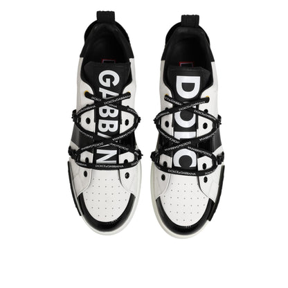 Dolce & Gabbana White Leather Logo Portofino Sneakers Shoes