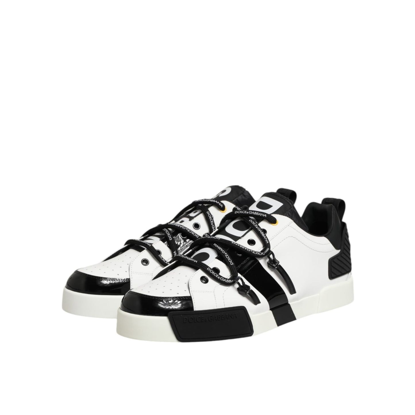 Dolce & Gabbana White Leather Logo Portofino Sneakers Shoes