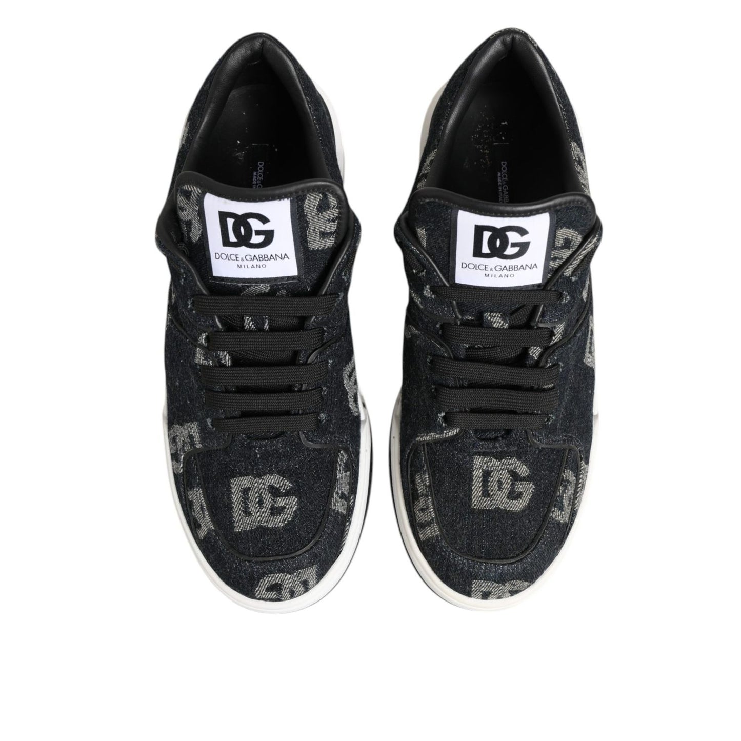 Dolce & Gabbana Blue Cotton Denim Logo Low Top Sneakers Shoes