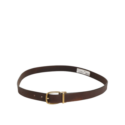 Dolce & Gabbana Brown Classic Gold Metal Logo Buckle Men Belt