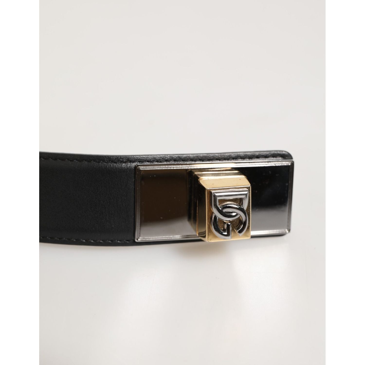 Dolce & Gabbana Black Leather Classic Metal Logo Buckle Belt