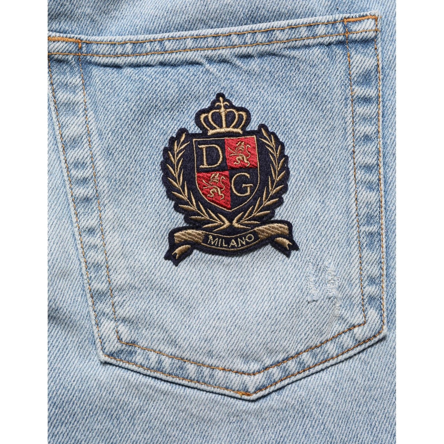 Dolce & Gabbana Blue Cotton Distressed Denim Bermuda  Shorts