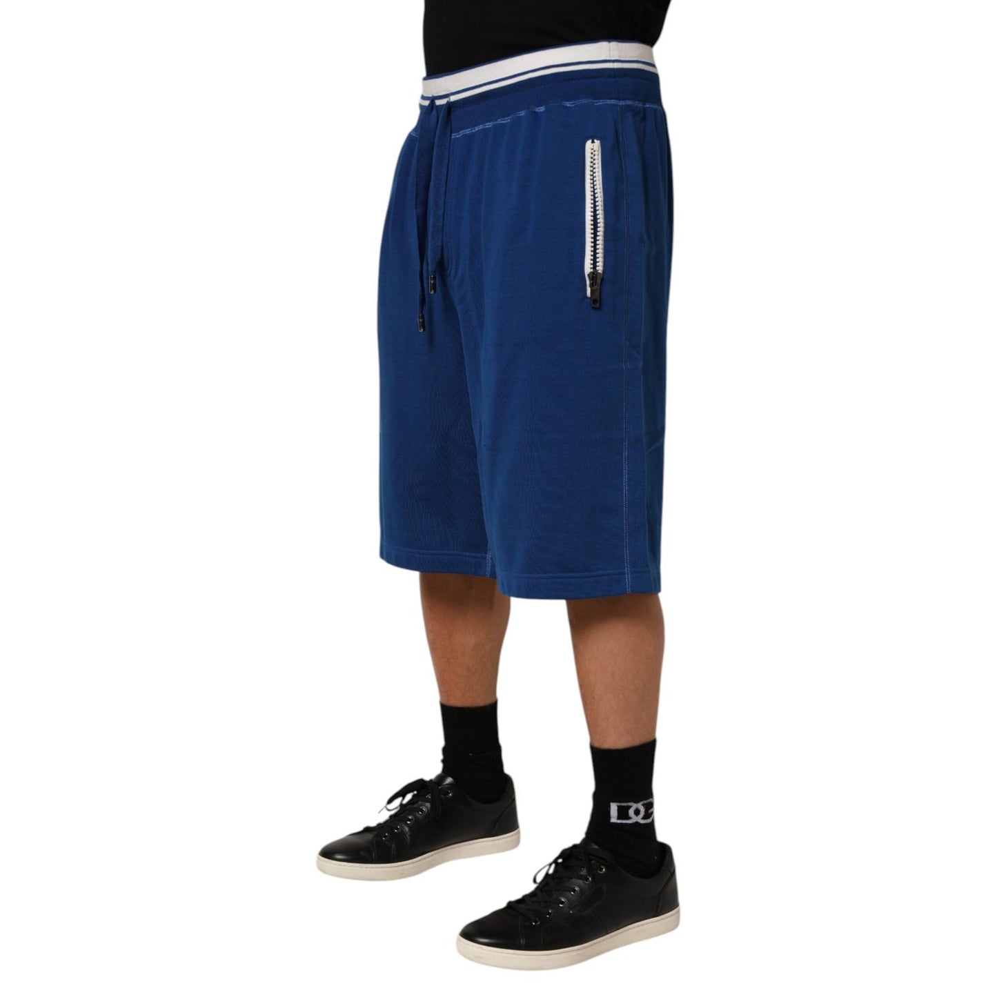 Dolce & Gabbana Blue Cotton Blend Bermuda Sweatpants Shorts