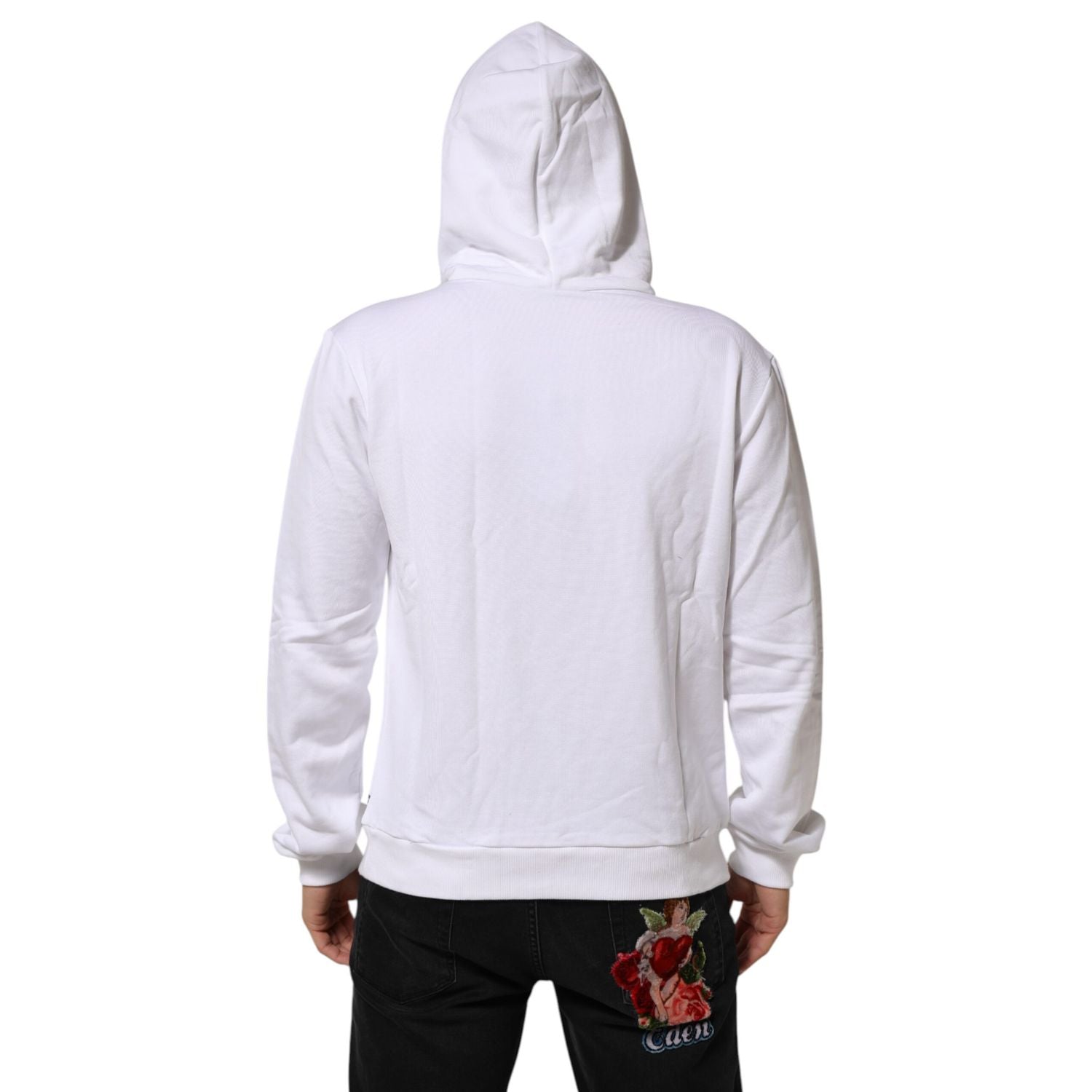 Dolce & Gabbana White Sacred Heart Hooded Sweatshirt Sweater