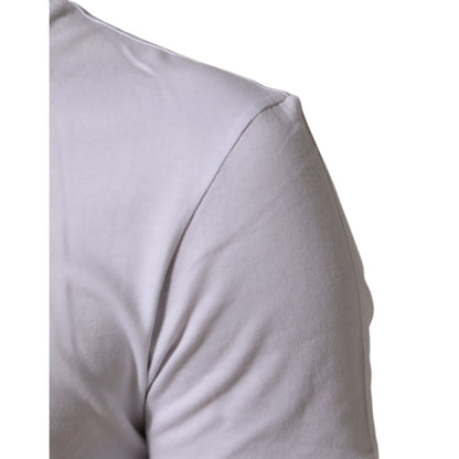 Dolce & Gabbana White Cotton Logo Print Crew Neck Men T-shirt