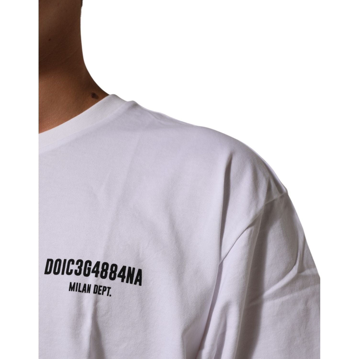 Dolce & Gabbana White Cotton Logo Print Crew Neck T-shirt