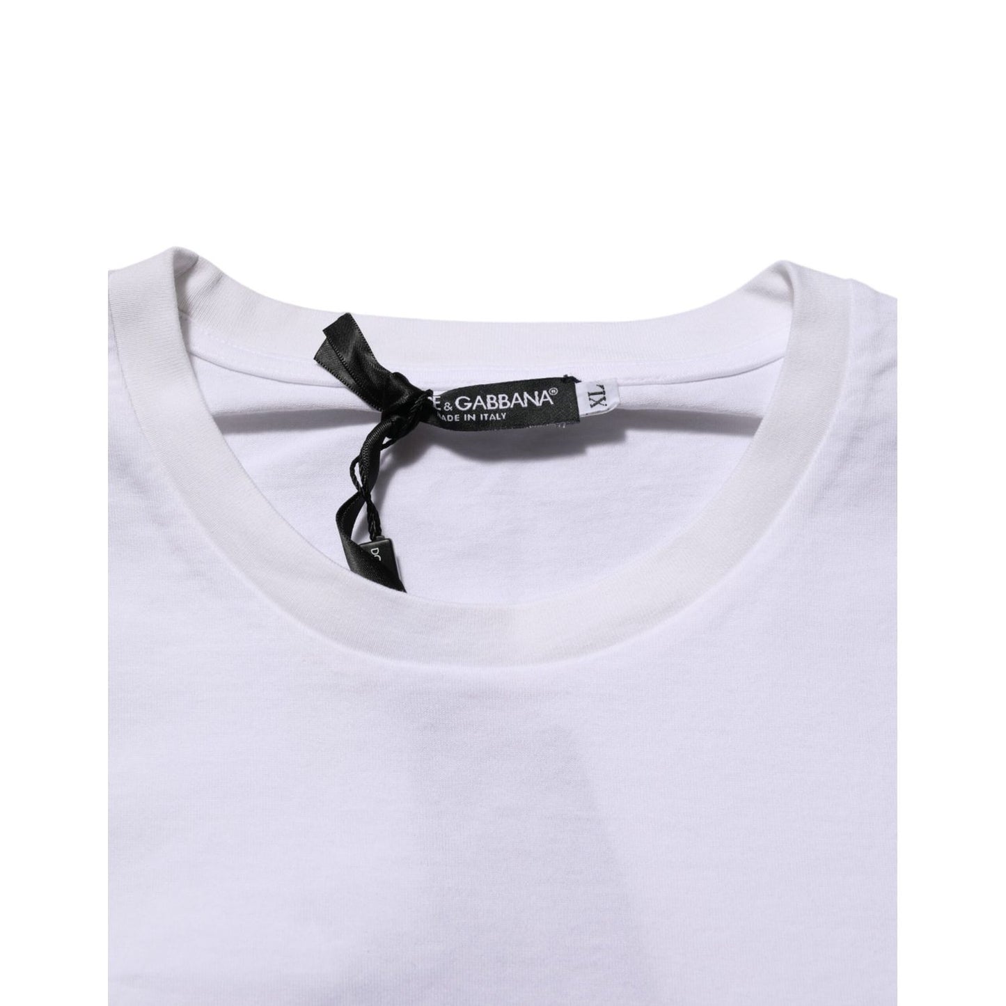 Dolce & Gabbana White Cotton Logo Print Crew Neck T-shirt