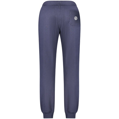 North Sails Blue Cotton Pant with brushed texture, waistband laces, 3 pockets, ankle cuffs, and logo applique viewed from the back.
