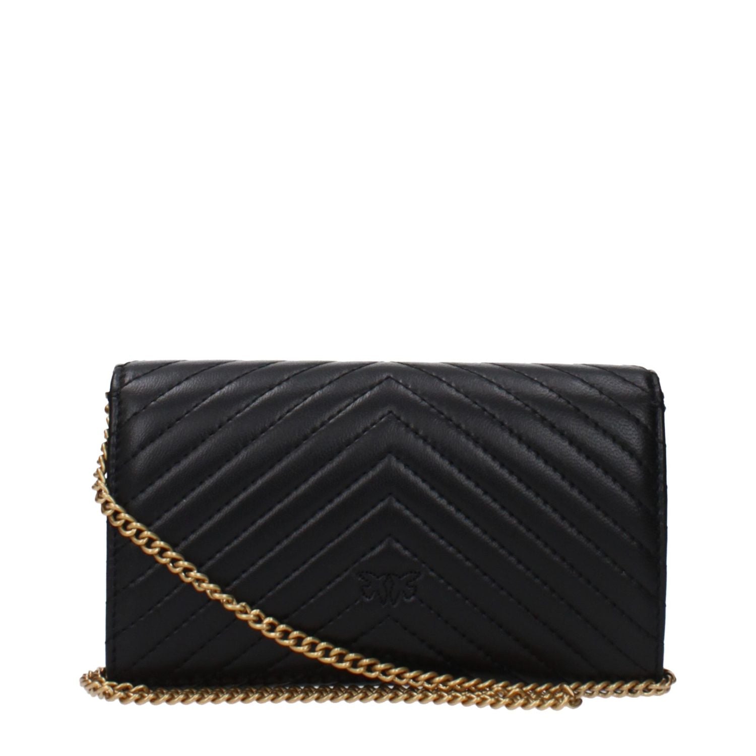 PINKO Black Leather Clutch Bag