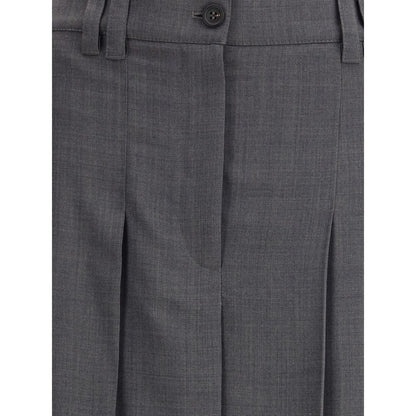 Brunello Cucinelli Gray Polyester Long Skirt