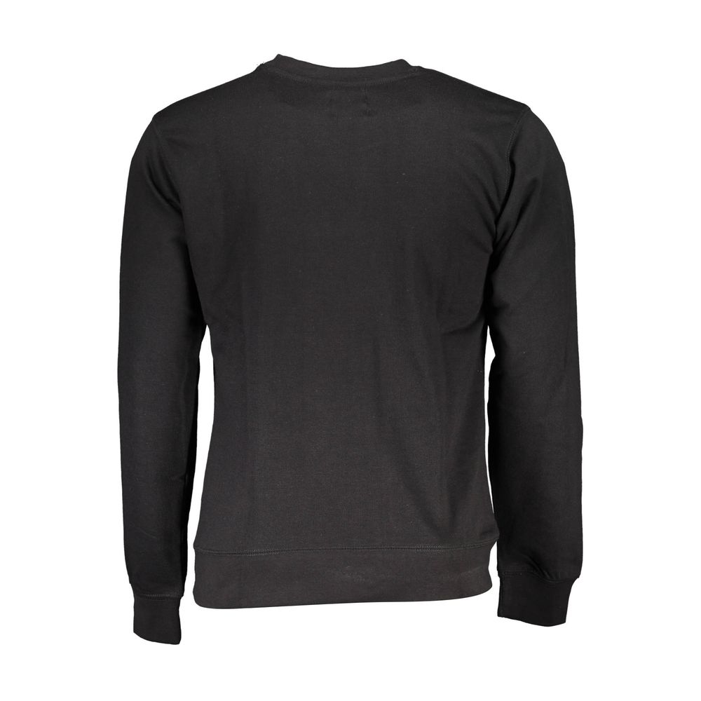 Back view of Gianmarco Venturi Black Cotton Sweatshirt, long sleeve, crew neck, brushed fabric, logo application.