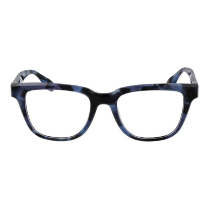 Trussardi Blue Acetate Glasses (Frames) for men, full-rim square style with demo lenses, featuring blue acetate material and spring hinge.