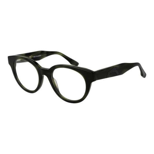 Trussardi Green Acetate Glasses (Frames) in full-rim style with demo lenses, 50-20-145 size, unisex design.