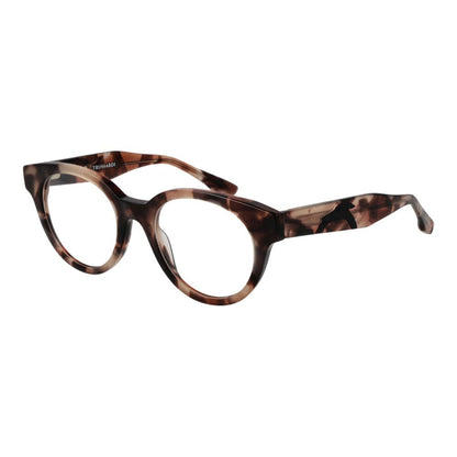 Trussardi Brown Acetate Glasses (Frames) unisex full-rim browline style with demo plastic lenses and spring hinge in brown color.