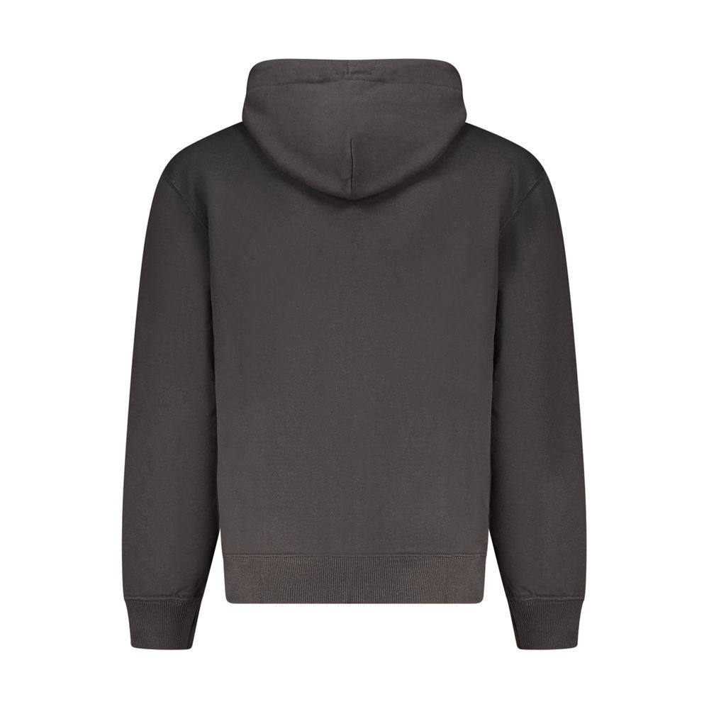 Calvin Klein Black Cotton Men Sweater Hoodie rear view, showcasing sleek design and cozy fit with contemporary urban appeal.