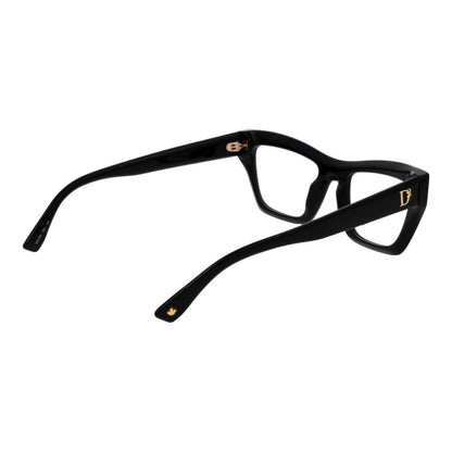 Dsquared² Black Acetate Glasses (Frames) for women, full-rim cat eye style, black acetate frame, demo lenses, size 52-20-145.