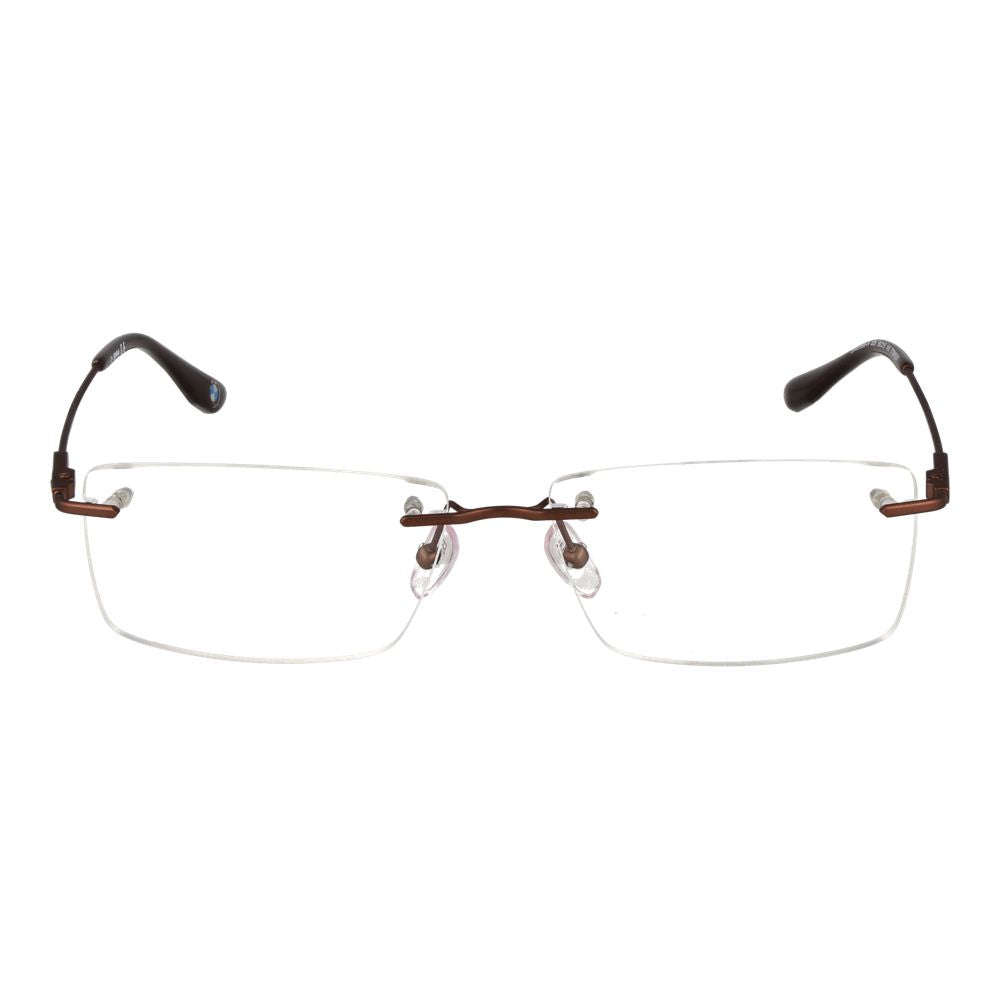 BMW Brown Titanium Glasses (Frames) for men with rectangle bottom-rim style, brown titanium frame, and demo lenses.
