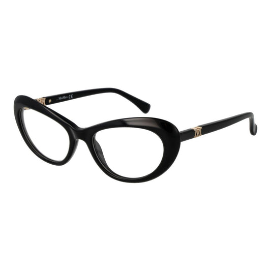 Max Mara Black Plastic Glasses (Frames) for women, full-rim butterfly style with demo lenses and 52-18-140 dimensions.