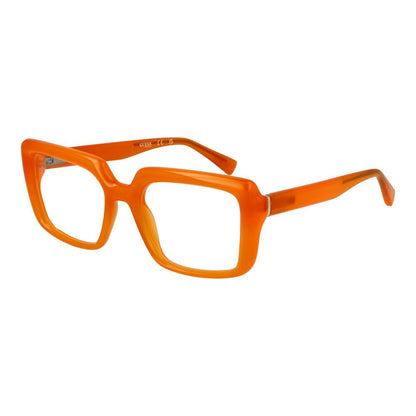 Guess Orange Stainless Steel Glasses (Frames) square full-rim unisex design in vibrant orange color with demo plastic lenses.