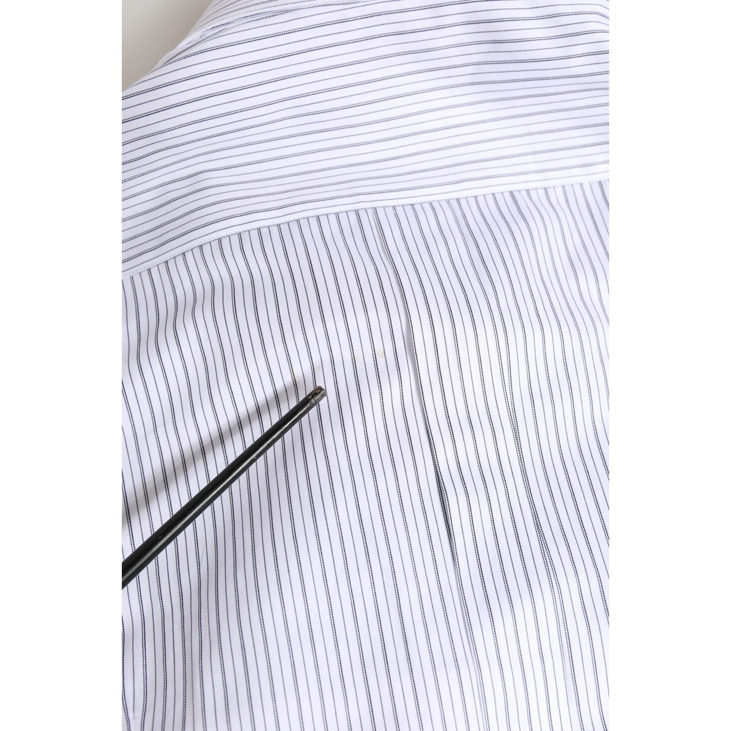 Dolce & Gabbana White Stripes Long Sleeves GOLD Dress Shirt