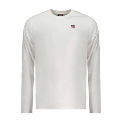 Alt Tag: Norway 1963 White Cotton Men T-Shirt with long sleeves, crew-neck, elegant applique detailing, and brand logo.