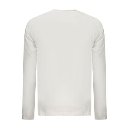 Norway 1963 White Cotton Men T-Shirt back view showcasing long sleeves and crew-neck design, highlighting elegance and minimalism.